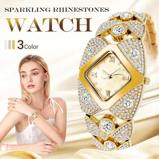 ⌚Ceas Retro de Damă cu Mecanism Quartz și Pietre Strălucitoare 💎