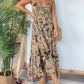 Femei Sexy Spaghete curea florale imprimare rochie lungă李如意