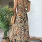 Femei Sexy Spaghete curea florale imprimare rochie lungă李如意