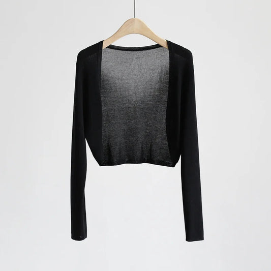 ⏳ Cardigan din tricot de in, fără butonieră
