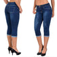 👖 Jeans Capri Femei cu Tiv Rulou & Deschizături 🔥 | Stil Distrus | Bumbac Elastic