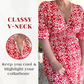 🌸 Eleganța simplă: Rochie florală plus size cu decolteu în V 👗