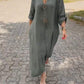 👗Rochie cu decolteu în V din bumbac și in