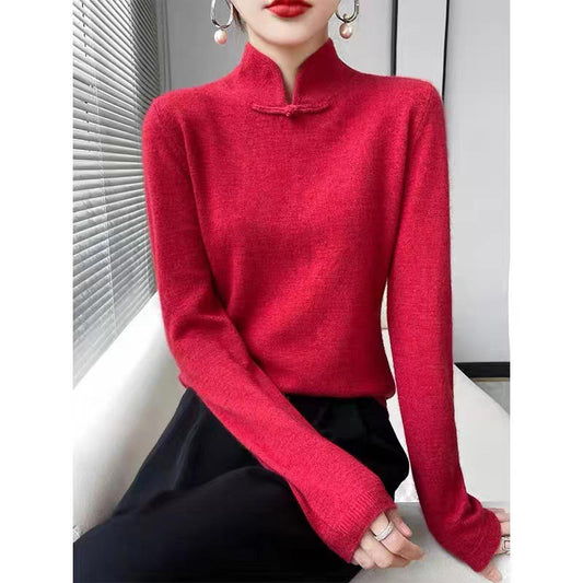 Iarna jumătate turtleneck retro cataramă pulover tricotate pulover🥰