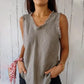 💝Tricou fără mâneci din in și bumbac pentru femei