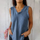 💝Tricou fără mâneci din in și bumbac pentru femei