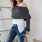 Femeii tricotate Cut-Out șal Poncho Wrap