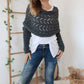 Femeii tricotate Cut-Out șal Poncho Wrap