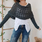 Femeii tricotate Cut-Out șal Poncho Wrap