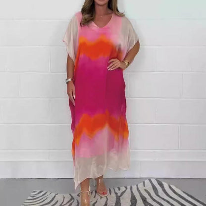 🔥49% Off✨Femeie confortabilă Casual Chiffon Dip Dye Dress
