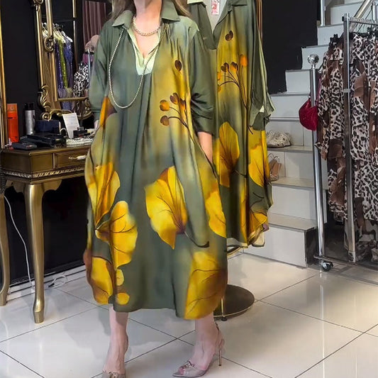 ✨Rochie lejeră de lux cu imprimeu gradient și rever de inspirație europeană👗✨💖