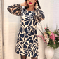 👗 Rochie Elegantă Feminină cu Mâneci Lungi | Gât Rotund & Imprimat Floral