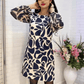 👗 Rochie Elegantă Feminină cu Mâneci Lungi | Gât Rotund & Imprimat Floral