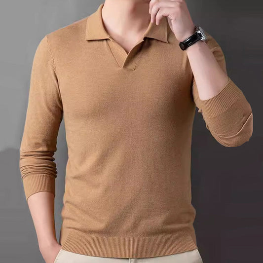 🧥 Pulover Bărbați cu Rever din Bumbac Moale 🌿 | Tăietură Relaxată