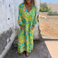【S-3XL】🌸Rochie maxi cu imprimeu V pentru primăvara/vara 2025
