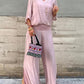 👖 Set 2 Piese Femei: Pantaloni Șifon cu Picior Lat 🌿 | Top Asortat | Siluetă Fluida