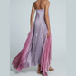 💖 Rochie de seară plisată ombre, fără bretele