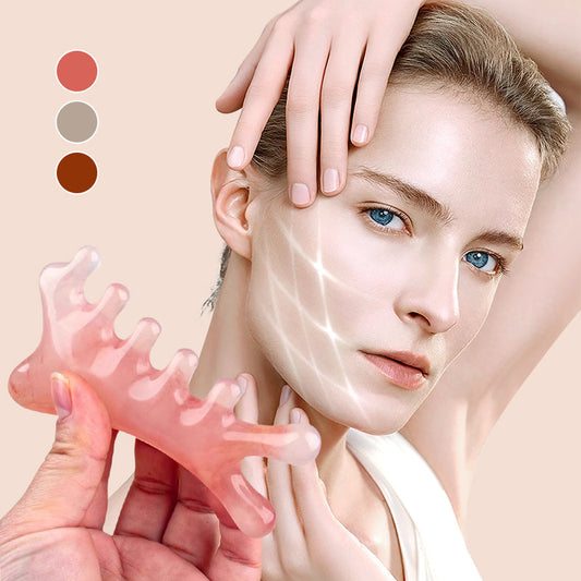 🧖‍♀️ Pieptăn Multifuncțional pentru Masaj Scalp & Gua Sha 🌿 | 7 Duze cu Role | Acupresură + Drenaj Limfatic