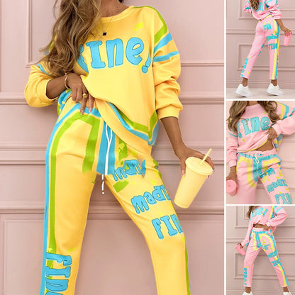 ✨Femei colorate imprimate cu două piese și un set de jogger