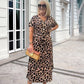 💃Rochie cu imprimare de leopard și gât în V🌹