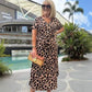 💃Rochie cu imprimare de leopard și gât în V🌹