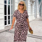 💃Rochie cu imprimare de leopard și gât în V🌹
