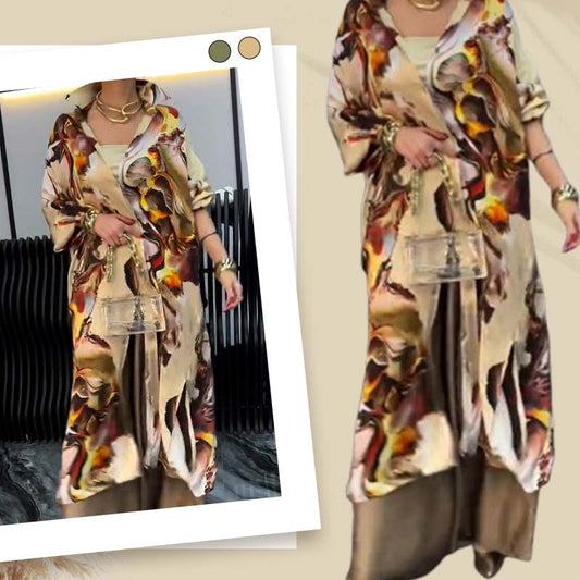 ✨Elegant 2-Piece Lounge Set – Oversized Top & Wide-Leg Pants👖