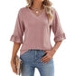 🔥2025 Produse noi🔥Femeii Elegant Ruffle Sleeve V-Neck Topuri