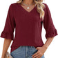 🔥2025 Produse noi🔥Femeii Elegant Ruffle Sleeve V-Neck Topuri