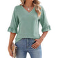 🔥2025 Produse noi🔥Femeii Elegant Ruffle Sleeve V-Neck Topuri