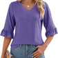 🔥2025 Produse noi🔥Femeii Elegant Ruffle Sleeve V-Neck Topuri