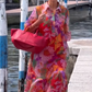 🌺 Rochie roșie din șifon cu imprimeu floral