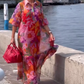 🌺 Rochie roșie din șifon cu imprimeu floral