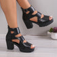 🔥Femeii Peep Toe Chunky Heel Sandal Booties