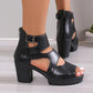 🔥Femeii Peep Toe Chunky Heel Sandal Booties