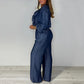 💐Topuri cu mânecă lungă cu cravată pentru femei ＆ Set de pantaloni cu picioare largi