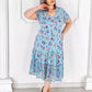 Rochie Plisată Patchwork cu Imprimeu Floral 🥰👗