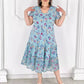 Rochie Plisată Patchwork cu Imprimeu Floral 🥰👗