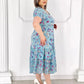 Rochie Plisată Patchwork cu Imprimeu Floral 🥰👗
