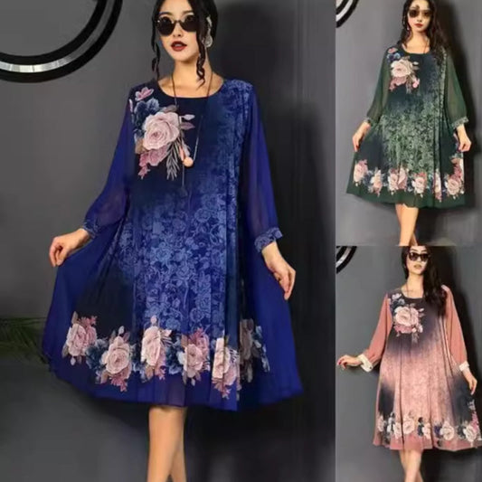 ☀️ Rochie de Vară Florală | Mâneci Transparente & Gât Rotund 👗 | S-4XL