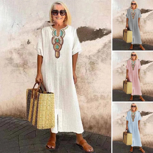 👗 Rochii Femei din Bumbac Brodat 🌸 | Tăietură Lejeră & Vrac | Casual Elegant