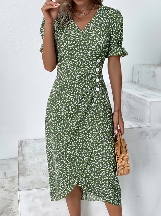 🌷 Rochie florală cu tiv asimetric pentru femei 💖