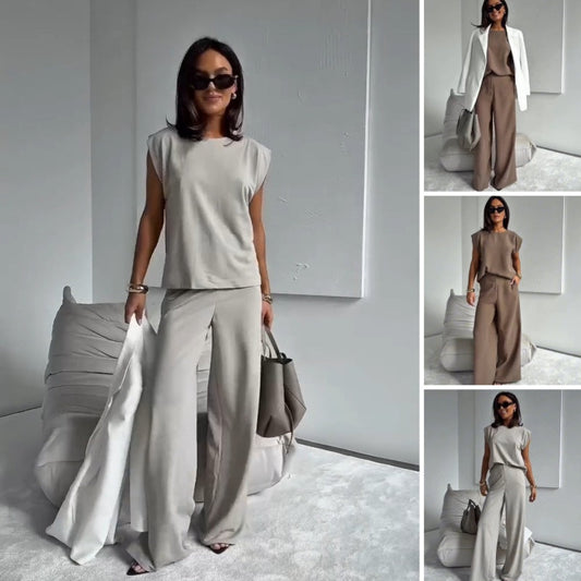 👗 Set femei tricou + pantaloni largi | Stil versatil ✨