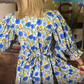 💖Rochie cu mânecă Bubble, imprimată cu flori, cu centură, pentru femei🌹