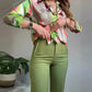 👚 Set 2 piese femei | Cămașă imprimată & Pantaloni eleganti