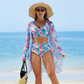 🏖️ Set 3 piese costum de baie multicolor pentru femei 🌈
