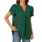 👚🎀Femeii V-Neck culoare solidă cu mânecă scurtă Top
