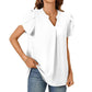 👚🎀Femeii V-Neck culoare solidă cu mânecă scurtă Top