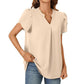 👚🎀Femeii V-Neck culoare solidă cu mânecă scurtă Top