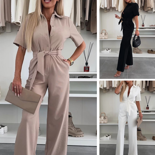 ✨✨✨【S-XL】😍Salopeta cu nasturi pentru femei, cu cravată în talie💖🌷